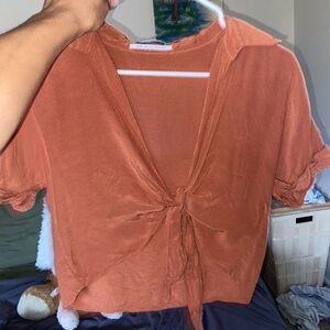 Urban Outfitters Terracotta Tie-Front Blouse